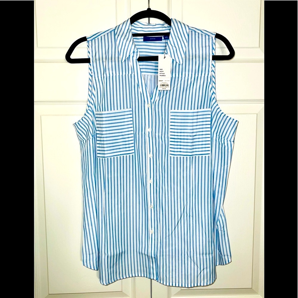APT 9 Sleeveless Stripped Flowy Blouse